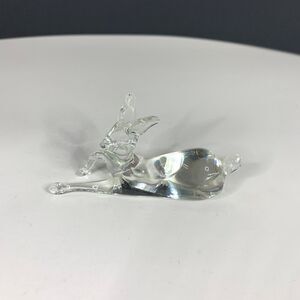 Pilgrim Art Glass Deer Figurine Hand Blown Lying Down Animal Clear Vintage READ